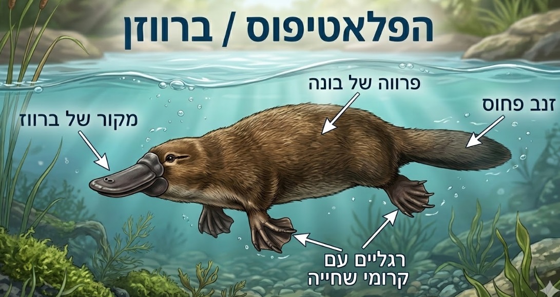 עיתון ילדים - תכירו את הפלאטיפוס (ברווזן בעברית), היצור הכי מוזר בעולם - ברווזן