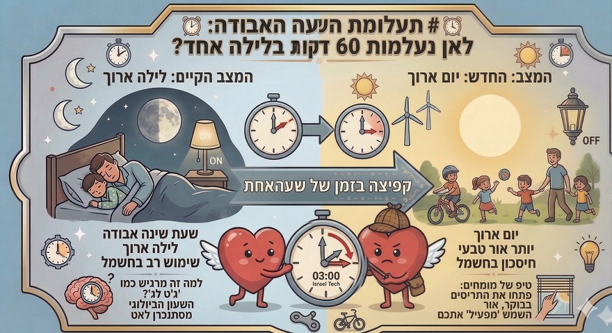 עיתון ילדים - שעון קיץ: לאן נעלמות 60 דקות בלילה אחד - שעון קיץ