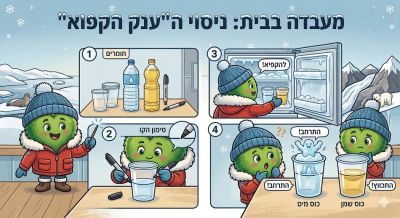 עיתון ילדים - הממלכה הלבנה: הקרחונים  - ניסוי קרחונים בבית